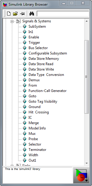 Simulink Library Browser - MATLAB R11, notice, it doesn't have a Bus Creator.