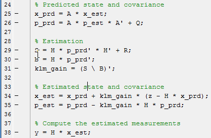 Implementation of kalman filter in matlab