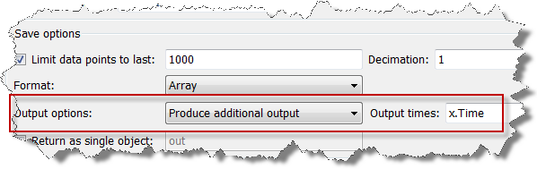 Output options: Produce Additional outputs