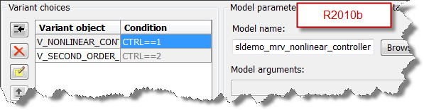 pre R2010b Model Reference Parameter dialog box