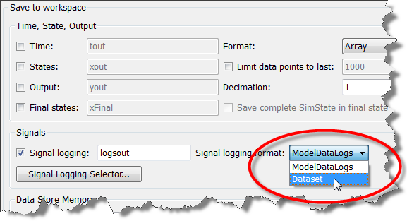 Selecting the Dataset format in the model configuration