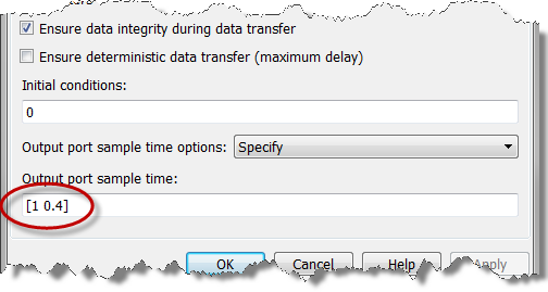 Configuring the Rate Transition to have an offset