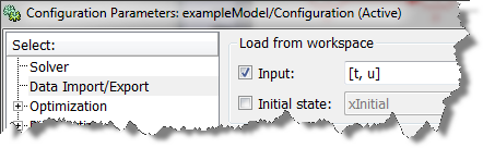 Configuring a model to Imprt data from workspace