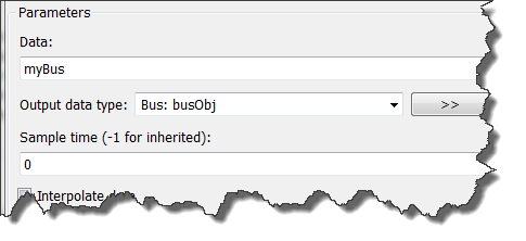 Configuring the From Workspace block to import bus data