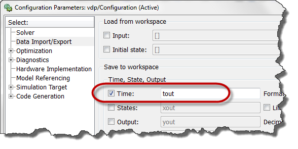 Logging simulation time data