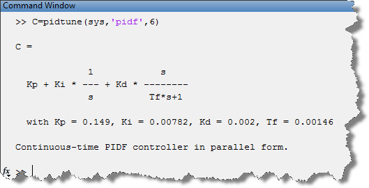 Designing a controller using PIDTUNE