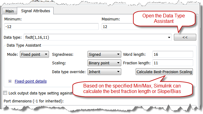 Using Design Ranges for fixed-point scaling