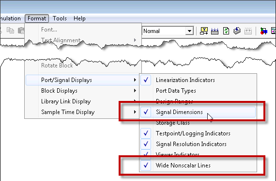 Displaying signal dimensions