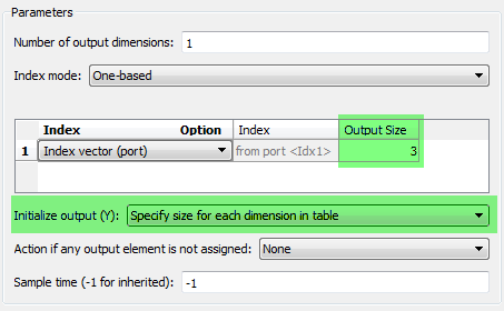 Assignment block dialog, Specify size for each dimension in table