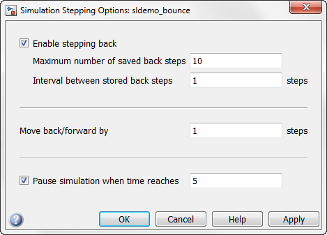 Stepper configuration dialog