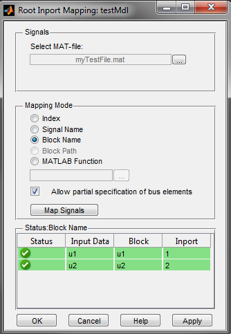 The Root Inport Mapping Dialog