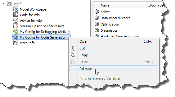 Activating a configuration