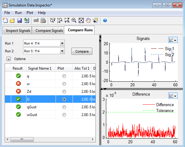 Comparing Runs in Simulation Data Inspector