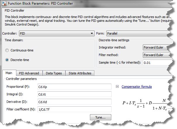 PID block configuration