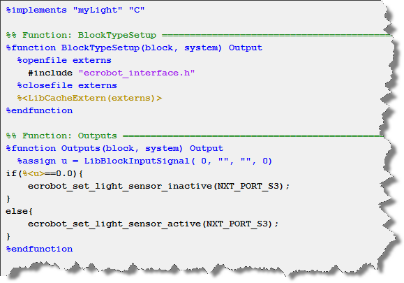 TLC file to control the light of the LEGO light sensor