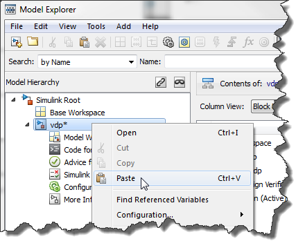 Pasting a configuration