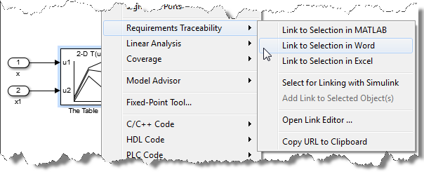 Linking a block to external requirement