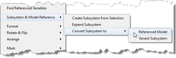 Converting to Model Reference menu