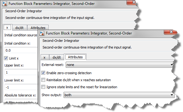 Second Order Integrator dialog