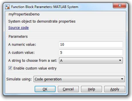 Dialog of the system Object