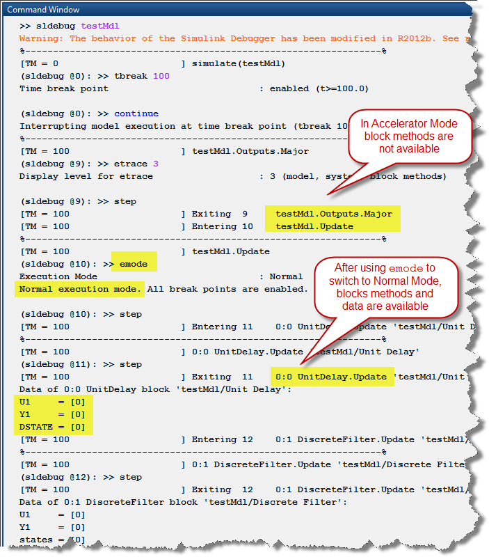 Switching between Accelerator and Normal debugging modes