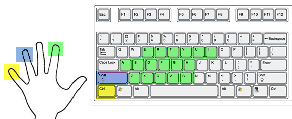 Hand position on the keyboard when editing Simulink models