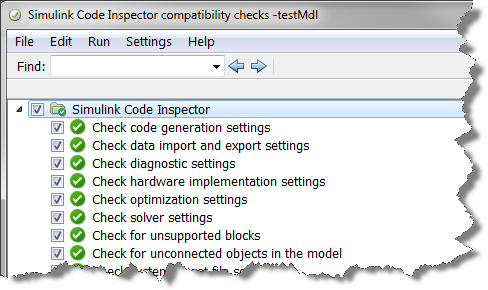 Model Advisor Checks for Simulink Code Inspector