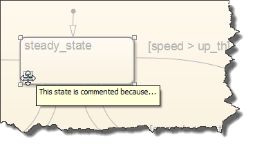 Displaying a note to a commented Stateflow object