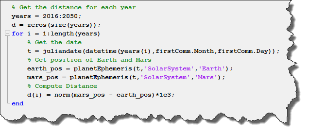 obtaining distances between Earth and Mars