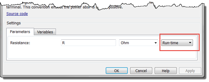 Simscape Run-Time Parameters