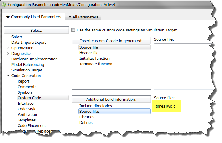 Custom Code Configuration