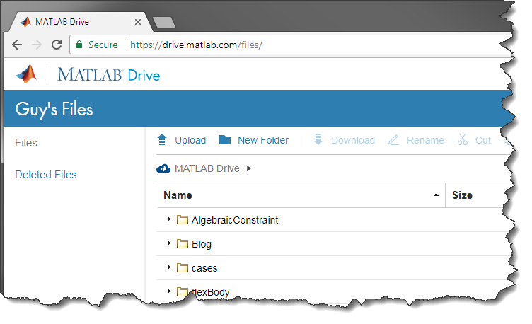 MATLAB Drive Webpage