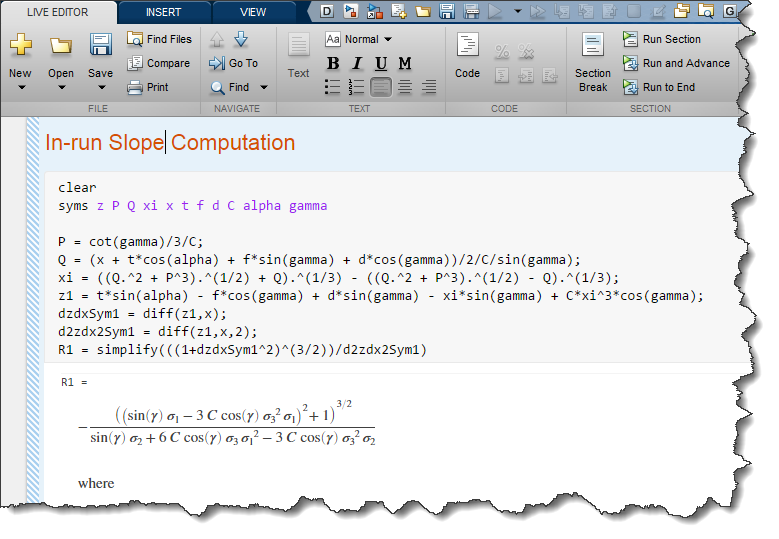 Slope derivations using Symbolic Math Toolbox