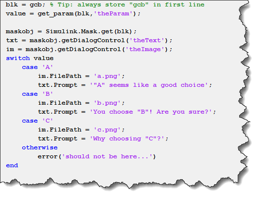 Dynamic Mask example in R2018a, the code