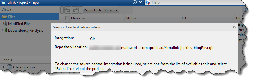 Source Control Integration in Simulink Project