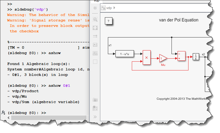 Algebraic Loop highlighted by ashow