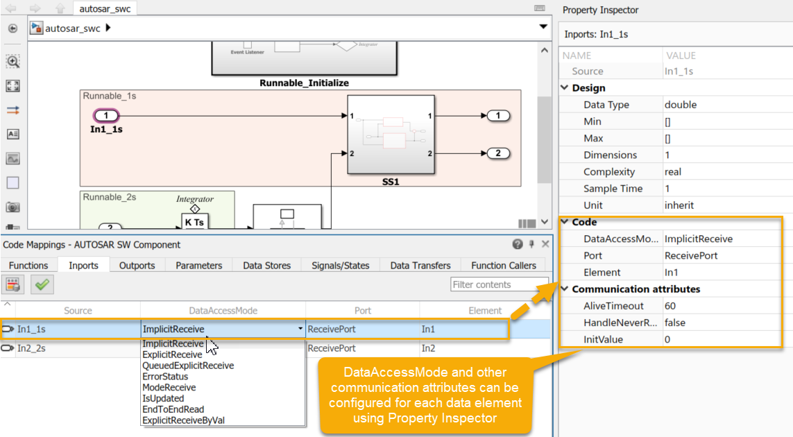 Configuring a Simulink mdel for AUTOSAR