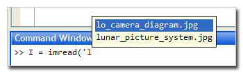 imread tab completion screen shot
