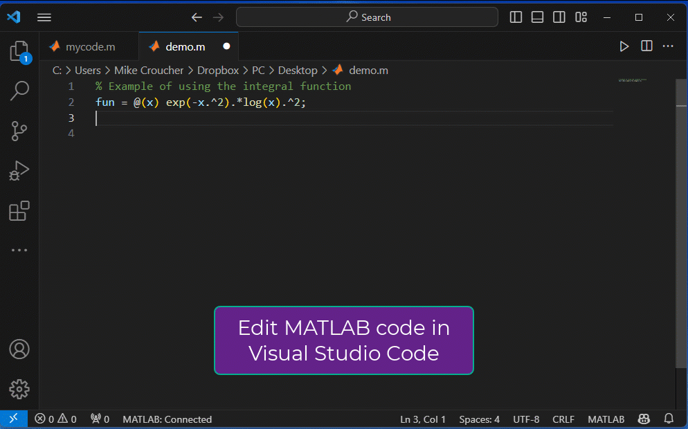 MATLAB extension for Visual Studio Code: Now with code execution