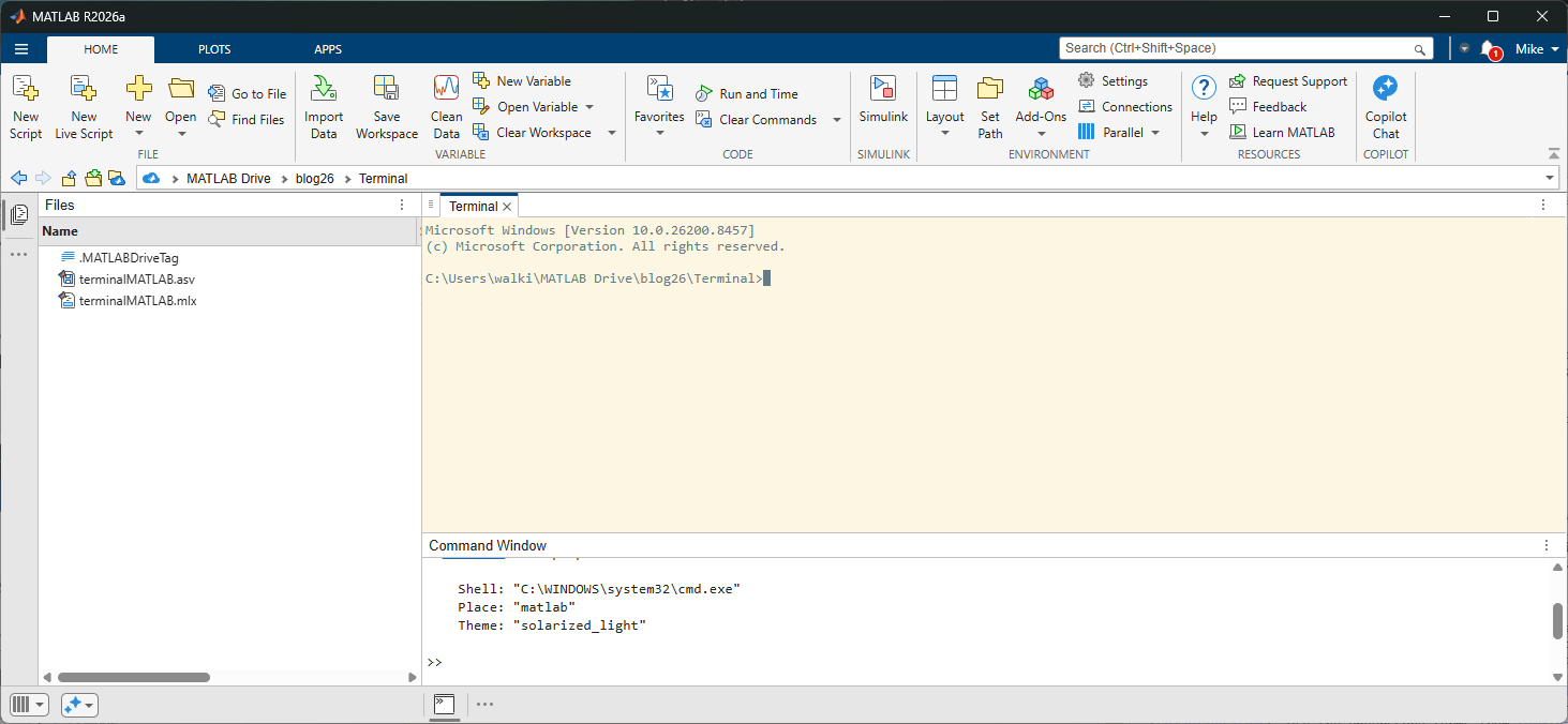 Introducing Terminal in MATLAB