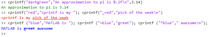 cprintf - Easy display of formatted colored text in Command Window