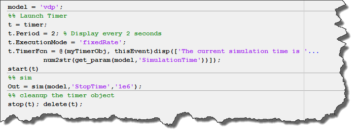 Using a timer to monitor the progress of a simulation