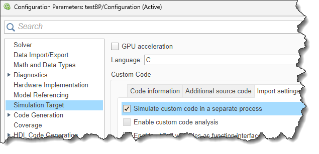 Debug Custom C/C++ Code - MATLAB & Simulink