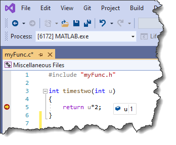 Debug Custom C/C++ Code - MATLAB & Simulink