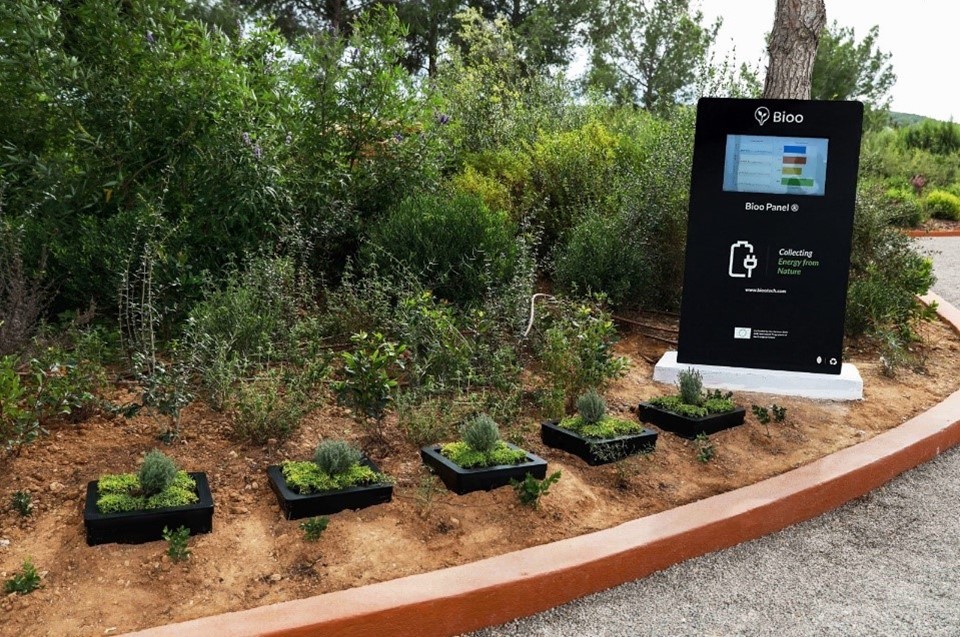 Paneles Bioo instalados con display de energía (Imagen cortesía de Bioo)