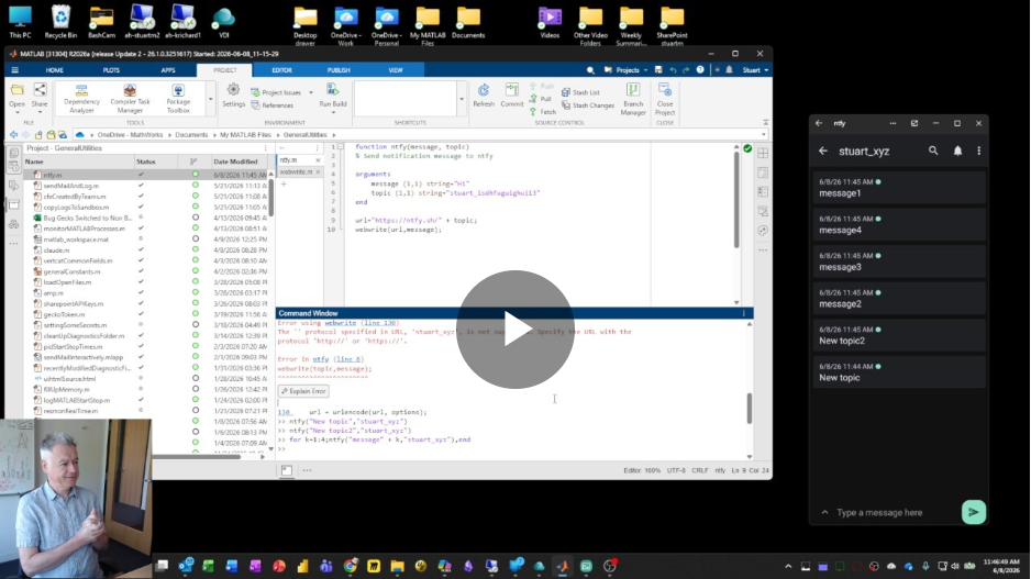 Sending Push Notifications from MATLAB with ntfy.sh
